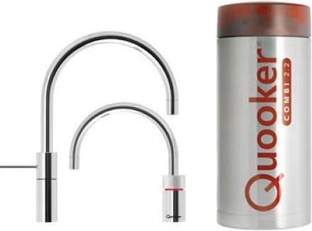 Quooker TWINTAPS Nordic Round Kokendwaterkraan - COMBI+ boiler - Chroom - 3in1