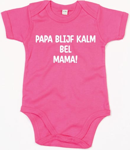Rompertje Papa Blijf Kalm Bel Mama-Fuchsia-3-6 Maanden
