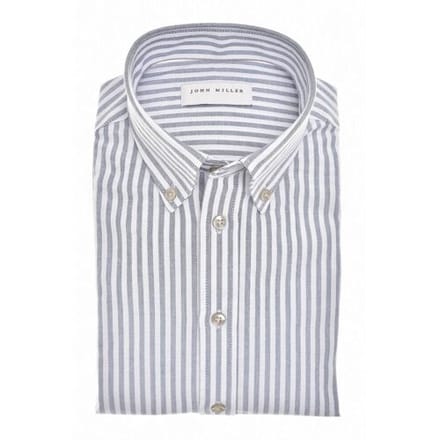 John Miller Overhemd Striped Button-Down Oxford Donker Blauw / male