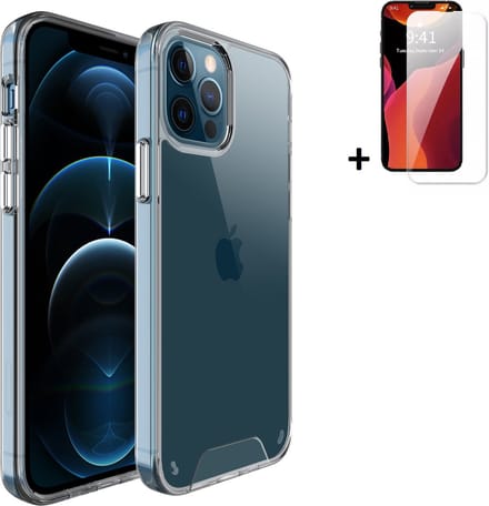 MoDo hoesje Geschikt voor iPhone 14 Plus - Hard Case Back Cover - Transparant met screenprotector
