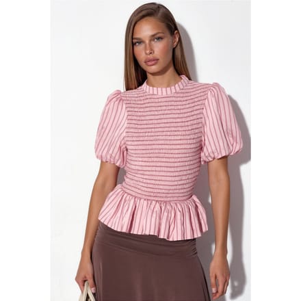 Gestreepte Textuur Rimpel Blouse
