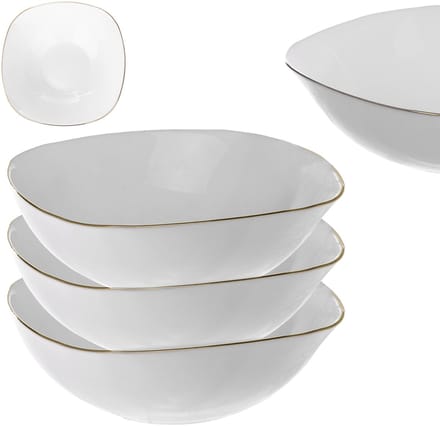 KADAX Slakom 19cm Glazen Kommen voor Soep Snacks Set Wit 3 st