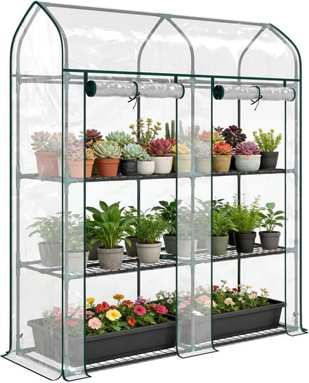 Outsunny Kas - Staal, PVC - 143 x 46 x 165 cm - Transparant