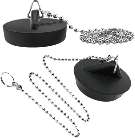 Dailygoods- Gootsteenplug - 2 Stuks - Rubber - Roestvrijstalen