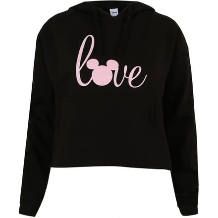 Disney Dames/dames Love Mickey Crop Hoodie (Zwart)