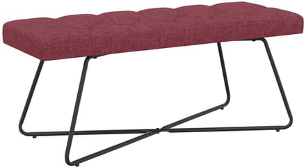 vidaXL - Bank - met - knopen - tufting - Wijnrood - 110 - x - 40 - x - 46 - cm - Stof
