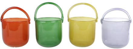 Theelichthouder glas Zia met hengsel multicolor decoratie 13x15x21cm.