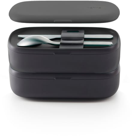 Lékué Lunchbox/Broodtrommel - To Go - Set met Bestek - Black