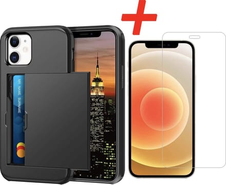 Geschikt voor Apple iPhone 12 Mini Backcover | Zwart | Pasjeshouder