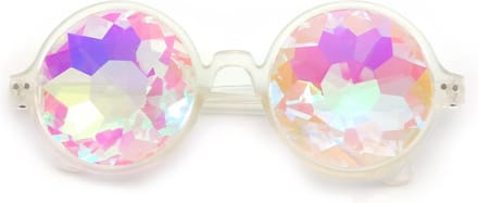 LOUD AND CLEAR® - Caleidoscoop Bril - Spacebril - Space Bril - Festival Bril - Rond - Wit