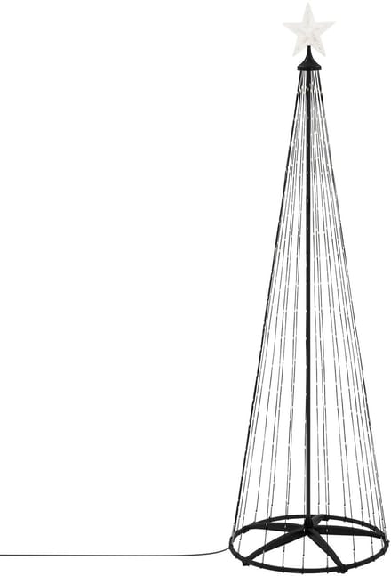 ECD Germany LED kerstboom 210 cm voor buiten 370 warm witte LED lampjes dimbaar met timer 9 lichtstanden met afstandsbediening ster metalen lichtpiramide weerbestendig tuin kerstdecoratie kegelvormige lichtboom kerstverlichting feestdecoratie