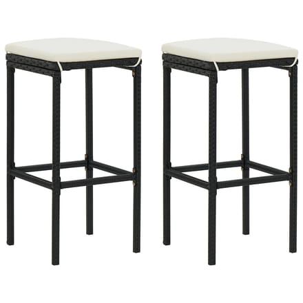 vidaXL - Barkrukken - met - kussens - 2 - st - poly - rattan - zwart