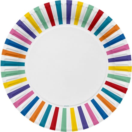Folat - Borden (papier) - Strepen Color Pop 23 cm - 8 stuks