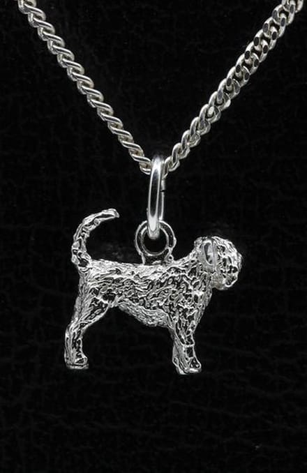 Zilveren Bouvier ketting hanger - oren ongecoupeerd staart omhoog - klein
