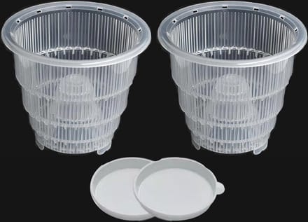 Orchidee pot - Set van 2 - Bloempot orchidee - 14x12cm - met lekbakjes - Transparant