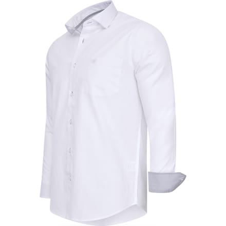 Cappuccino Italia - Heren Overhemden Overhemd Uni - Wit - Maat L