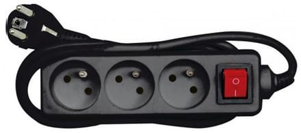 Vorel 72627 - Schuko Verlenger - 5m - 3 Stopcontacten - Verlichte Schakelaar - Zwart