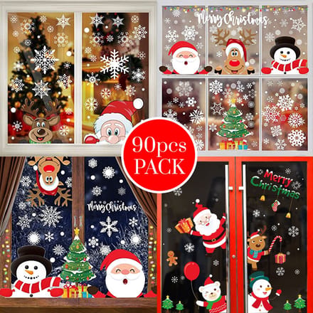 Jojoy - Kerst Raamstickers - 90 Stuks - Kerststickers - Raamstickers - Raamstickers Kerst - XMASCLINGS