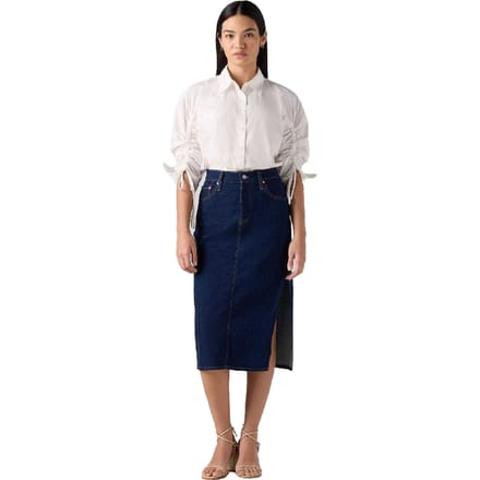 Levis Midi-rok met zijsplit voor dames (Blauwe steen wassen)