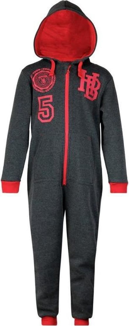 Jogging onesie - maat 92/98 - joggingstof huispak - antraciet