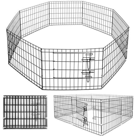 Springos Hondenbench - Dierenkooi - Dierenbox - Metaal - Zwart - 155 x 61 cm