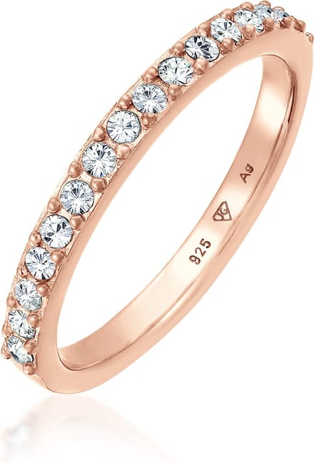 Elli - Ring - Dames Band Memoire Elegant met Kristallen in 925 Sterling Zilver - Dames