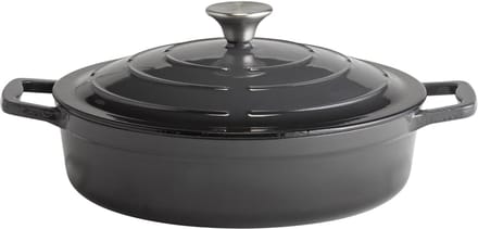 APS braadpan met deksel - 28 cm - 3 liter - gietijzer emaille - antraciet