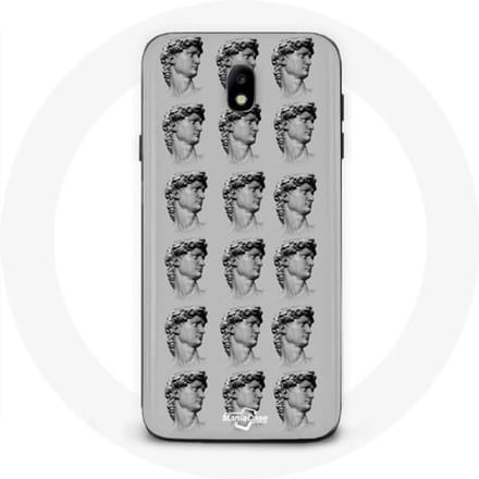 Samsung Galaxy J3 2017 hoesje Standbeeld grijze achtergrond grijs