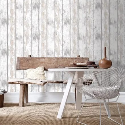 Decomode Vliesbehang Hout - Wit - 10,05 M X 53 Cm