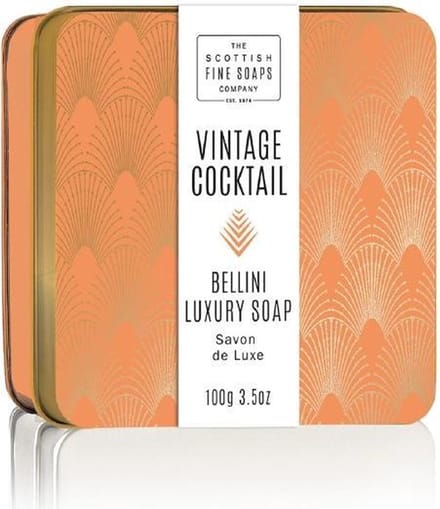 Scottish Fine Soaps Soap In A Tin Vintage Cocktail Bellini Zeep 100gr handzeep