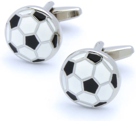 Manchetknopen - Voetballen Plat met Zwart en Wit Emaille