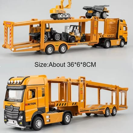 1:32 Conteneurs de Camion de Transport à Double Couche Modèle de Camion Jouet à Tirer Son Lumière Modèles de Véhicules d'Ingénierie Cadeaux pour Enfants