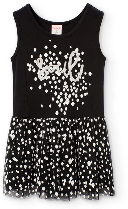 Boboli Combined Mouwloze Jurk Zwart 6 Years Meisje