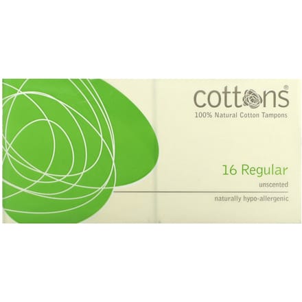 Cottons, 100% natuurlijke katoenen tampons, normaal, ongeparfumeerd, 16 tampons. beige