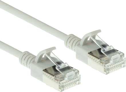 ACT Grijze 10 meter LSZH U/FTP CAT6A datacenter slimline patchkabel snagless met RJ45 connectoren DC7010
