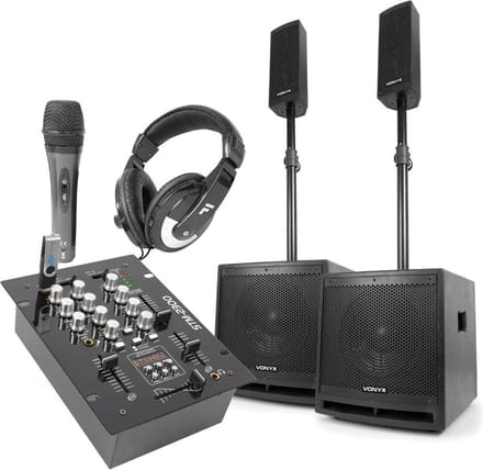 Vonyx 2.2 DJ Speakerset met mixer en gratis accessoires