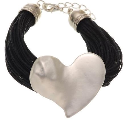Behave - Armband waxkoord met hartvorm hanger - Romantische stijl