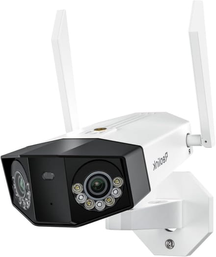 4K Beveiligingscamera - Dubbele lens camera - Wijdse dekking - 180 graden beeld - 8MP - Wit