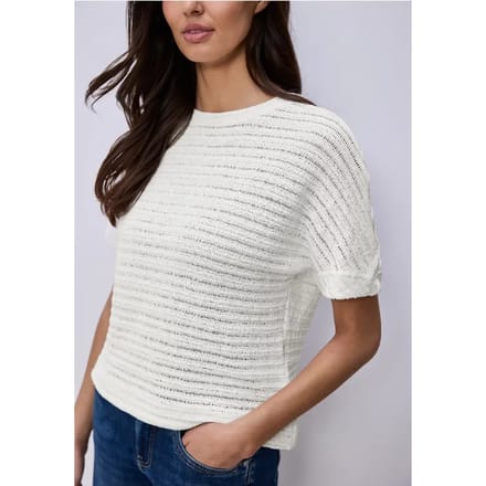 Shirt met ronde hals en structuur