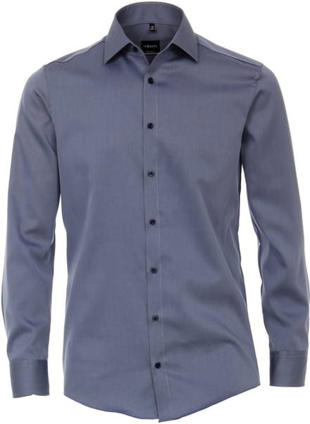 VENTI modern fit overhemd - twill - grijsblauw - Strijkvriendelijk - Boordmaat: 37