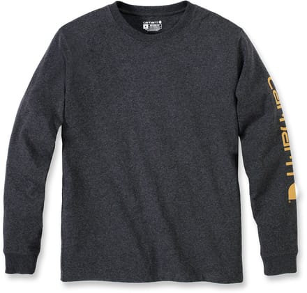 Carhartt T-shirt met logo op de mouw, lange mouwen, Carbon, gemêleerd
