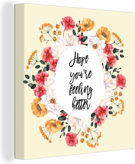 Canvas Schilderij Sterkte - Quotes - Plant - Hope - 20x20 cm - Wanddecoratie