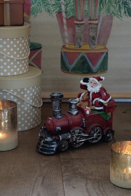 Clayre & Eef Beeld Kerstman 28x12x23 cm Rood Polyresin Kerstdecoratie