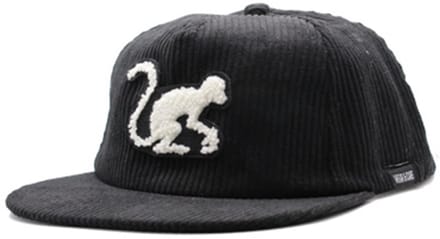 Surf Monkey - Gerecyclede platte pet - Corduroy / Snapback / One Size (Zwart)