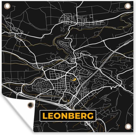 Tuindoek Goud – Duitsland – Plattegrond – Gold – Stadskaart – Kaart – Leonberg - 100x100 cm