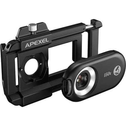 APEXEL APL-MS150 150X mobiele telefoonmicroscooplens met LED/UV-lampen Ingebouwde CPL-filterbatterij gray