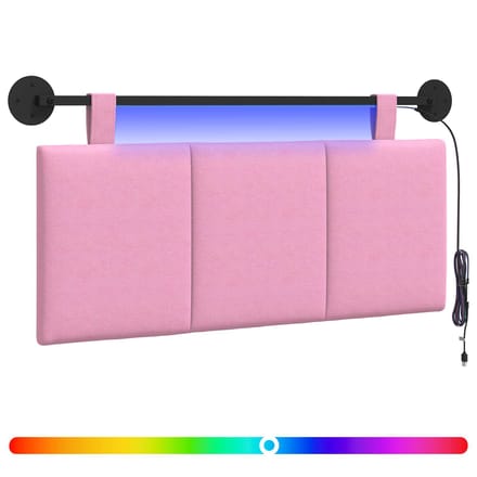 vidaXL - Hangend - hoofdbord - Met - LED-verlichting - Roze - Stof