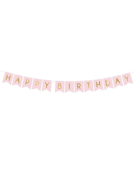 PartyDeco - Banner Happy Birthday Light Pink
