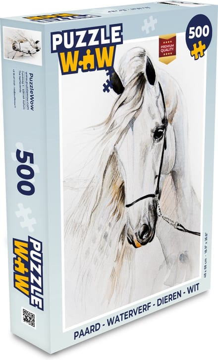 Puzzel Paard - Waterverf - Dieren - Wit - Legpuzzel - Puzzel 500 stukjes