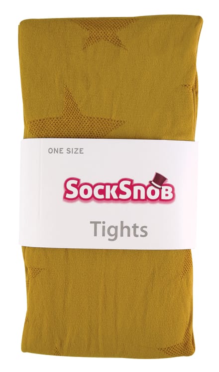 Sock Snob Dames80 denier ondoorzichtig patroon panty's - Star Mosterd
